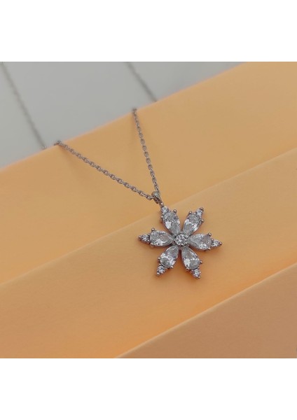 Gümüş Taşlı Kolye Papatya Model 925 Ayar