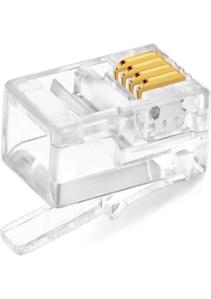 100 Adet RJ9/RJ10/RJ22 Telefon Ahize Kablosu Için 4P4C Konnektör 4 Pinli Jak 4 Pinli Plug RJ11