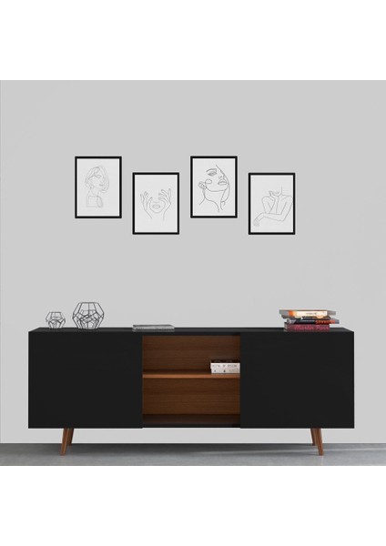 Soyut Çizimler 4 Parça Mdf TABLOSLA346