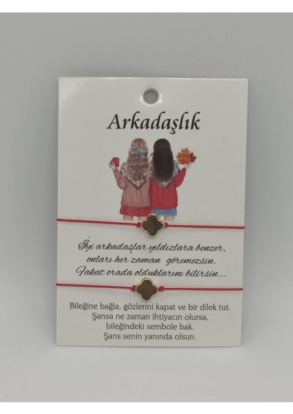Kırmızı Ipli Örgülü El Yapımı 2li Arkadaş Bileklik