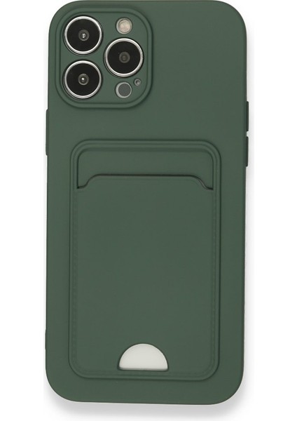 Wowlcraft Wowlery Apple iPhone 13 Pro Max Uyumlu Arka Kamera Korumalı Kart Koyulabilen Silikon Kartlıklı Kılıf Kapak