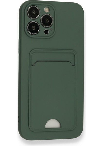 Wowlcraft Wowlery Apple iPhone 13 Pro Max Uyumlu Arka Kamera Korumalı Kart Koyulabilen Silikon Kartlıklı Kılıf Kapak