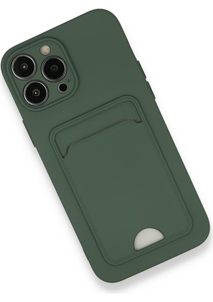Wowlcraft Wowlery Apple iPhone 13 Pro Max Uyumlu Arka Kamera Korumalı Kart Koyulabilen Silikon Kartlıklı Kılıf Kapak