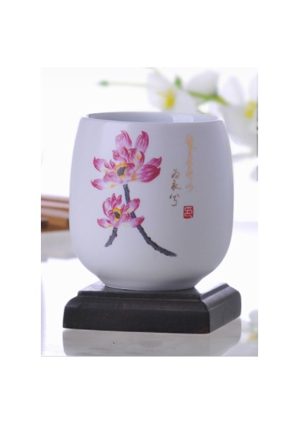 1 Adet Çin Seramik Çay Kupası Beyaz Porselen Kung Fu Cups Çömlekçilik Kolu ile Drinkware Şarap Kahve Kupa Teacup | Teacups (Yurt Dışından) modelleri