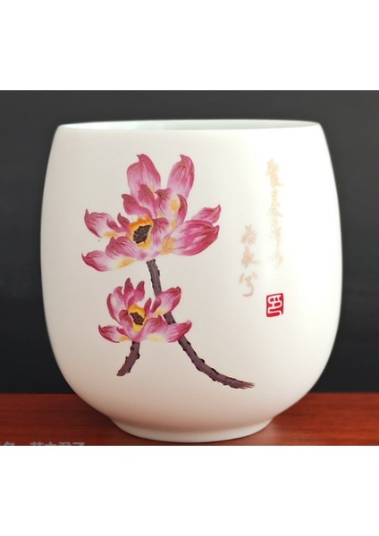 1 Adet Çin Seramik Çay Kupası Beyaz Porselen Kung Fu Cups Çömlekçilik Kolu ile Drinkware Şarap Kahve Kupa Teacup | Teacups (Yurt Dışından) fırsatları