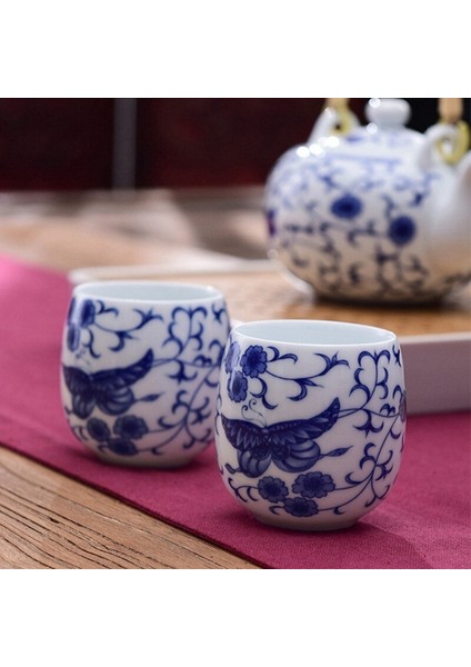 1 Adet Çin Seramik Çay Kupası Beyaz Porselen Kung Fu Cups Çömlekçilik Kolu ile Drinkware Şarap Kahve Kupa Teacup | Teacups (Yurt Dışından)