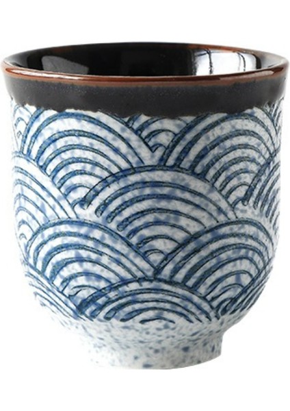 Çin Retro Tarzı El Yapımı Boyalı Seramik Kupa Teacup Kişilik Dalga Desen Kahve Bardak Çay Seti H240 | Teacups (Yurt Dışından)
