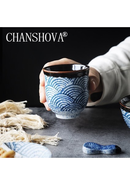 Çin Retro Tarzı El Yapımı Boyalı Seramik Kupa Teacup Kişilik Dalga Desen Kahve Bardak Çay Seti H240 | Teacups (Yurt Dışından)