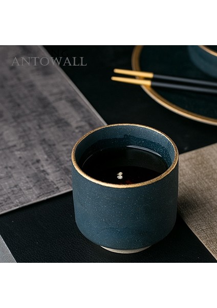 Avrupa Tarzı Mermer Seramik Drinkware Yeşil Renk Fincan Altın Yan Şarap Çay Bardağı 250ML | Çay Fincanı (Yurt Dışından) modelleri