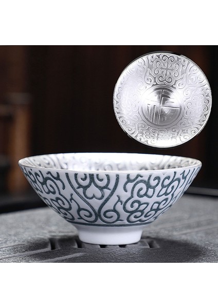 1 Adet Yüksek Dereceli Gümüş Kaplama Seramik Çay Bardağı Drinkware Çin Kung Fu Çay Seti Çay Fincanı Puer Oolong Çay Seramik Kupası Için Porselen | Teacups (Yurt Dışından)