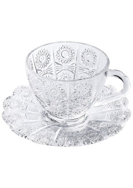 Nordic Kahve Fincanı ve Tabağı Seti Vintage Saray Rölyef Cam Kahve Kupaları Öğleden Sonra Çiçek Çay Bardağı Drinkware | Kahve Kupası ve tabak Setleri (Yurt Dışından)