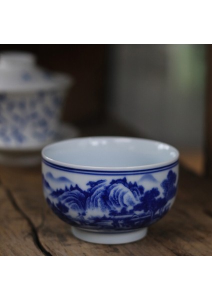 Jingdezhen El Boyalı Mavi ve Beyaz Porselen Master Kupası Tek Fincan Seramik Çay Seti Kungfu Çay Bardağı Tatting Fincan Küçük Çay Bardağı | Teacups (Yurt Dışından)