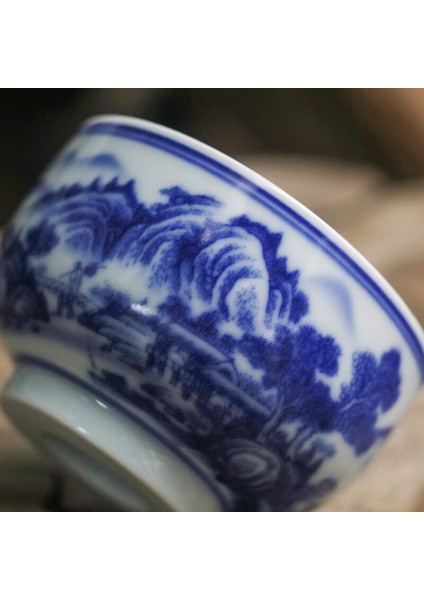 Jingdezhen El Boyalı Mavi ve Beyaz Porselen Master Kupası Tek Fincan Seramik Çay Seti Kungfu Çay Bardağı Tatting Fincan Küçük Çay Bardağı | Teacups (Yurt Dışından)