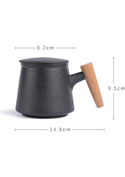 Yaratıcı Ahşap Kolu Seramik Çay Bardağı Tek Su Bardağı Seyahat Kahve Fincanı Çay Fincanı Seti Seramik Çay Bardağı | Çay Fincanı ve tabak Setleri (Yurt Dışından)
