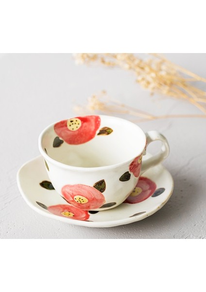 Estetik Çiçek Çay Kahve Fincanı Desen Japon Seramik Çevre Dostu Kahve Fincanı Çay Kahvaltı Çay Bardağı Tabakları | Kahve Fincanı ve tabak Setleri (Yurt Dışından) fiyatları