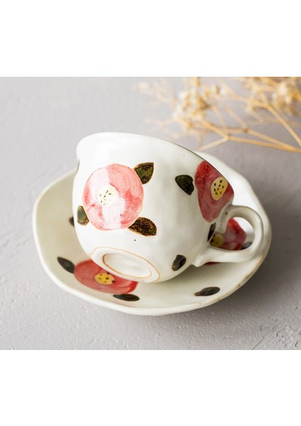 Estetik Çiçek Çay Kahve Fincanı Desen Japon Seramik Çevre Dostu Kahve Fincanı Çay Kahvaltı Çay Bardağı Tabakları | Kahve Fincanı ve tabak Setleri (Yurt Dışından) modelleri