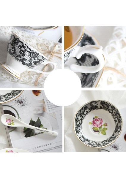 Seyahat Vintage Kahve Fincanı Kaşıkla Avrupa Tarzı Yaratıcı Kahve Kupaları Kullanımlık Kemik Çini Kaffeetasse Çay Kupası Daire | Kahve Kupası ve tabak Setleri (Yurt Dışından)