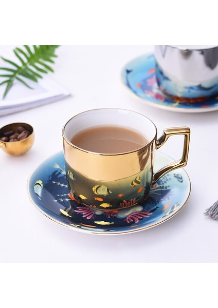 Avrupa Yaratıcı Kahve Fincanı Tam Çiçek Yansıma Ayna Kupası Seramik Kahve Kupa Kaplama Fincan Daire Çay Bardağı Seti Tazas Drinkware | Kahve Kupaları ve kupalar (Yurt Dışından)
