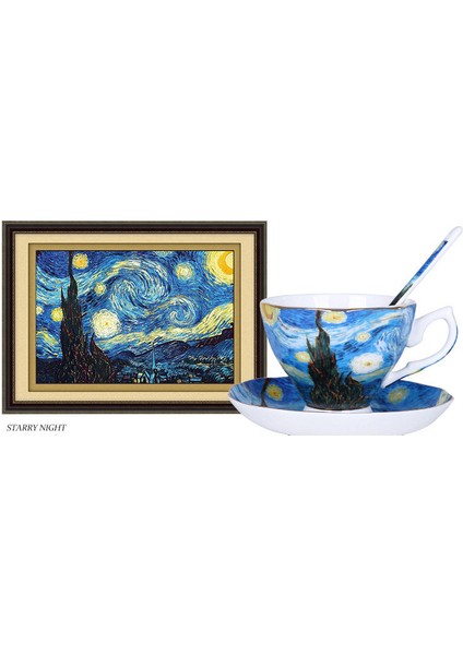 Yaratıcı Van Gogh Sanat Boyama Kahve Kupaları Yıldızlı Gece Ayçiçeği Sower Somunlar Saint Remy Kahve Çay Bardağı | Kahve Kupası ve tabak Setleri (Yurt Dışından)