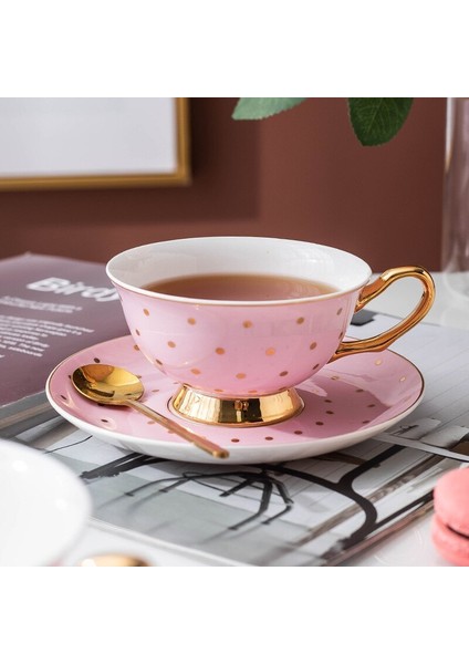 Kaşıkla Nordic Basit Sevimli Kahve Fincanı Modern Pembe Ingilizce Çay Seti Çevre Dostu Çay Bardağı Daireler | Kahve Kupası ve tabak Setleri (Yurt Dışından)