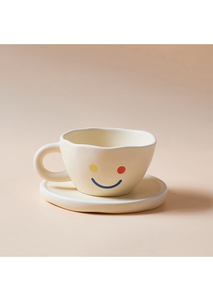 Sevimli Mat Seramik Gülen Yüz Kupası ve Tabağı El Yapımı Düzensiz Şekil Kahve Veya Çay Bardağı Set Plaka Doğum Günü Hediyeleri ile Komik Kupa | Kupa ve tabaklar (Yurt Dışından) fiyatları