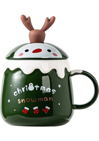 1 Takım Noel Seramik Kahve Kupa Kaşık ve Kapaklı Boyalı Kahve Fincanı Taşınabilir Içecek Kahvaltı Kupa Drinkware Party Hediye | Kahve Kupaları ve kupalar (Yurt Dışından)