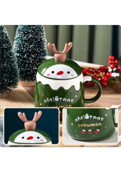 1 Takım Noel Seramik Kahve Kupa Kaşık ve Kapaklı Boyalı Kahve Fincanı Taşınabilir Içecek Kahvaltı Kupa Drinkware Party Hediye | Kahve Kupaları ve kupalar (Yurt Dışından)
