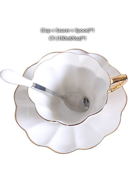 Zarif Çiçek Kemik Çini Çay Bardağı Tabağı Kaşık Seti 180 ml Seramik Çay Fincanı Beyaz Porselen Kahve Fincanı Çay Seti Cafe Espresso Kupası | Kupalar ve tabaklar (Yurt Dışından)