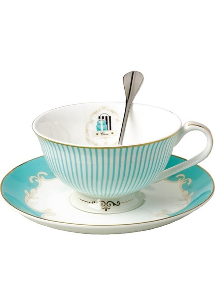 Avrupa Kahve Fincanı Mavi Kemik Çini Ingilizce Öğleden Sonra Çay Seti Teacup Parti Tazas De Cafe Ev Içecek Düğün Hediyesi | Kahve Kupası ve tabak Setleri (Yurt Dışından)