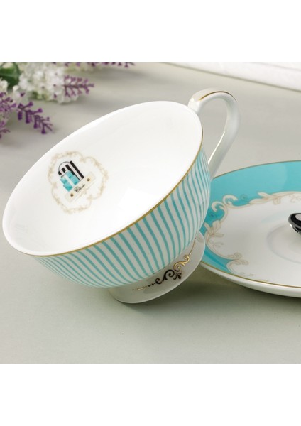Avrupa Kahve Fincanı Mavi Kemik Çini Ingilizce Öğleden Sonra Çay Seti Teacup Parti Tazas De Cafe Ev Içecek Düğün Hediyesi | Kahve Kupası ve tabak Setleri (Yurt Dışından)