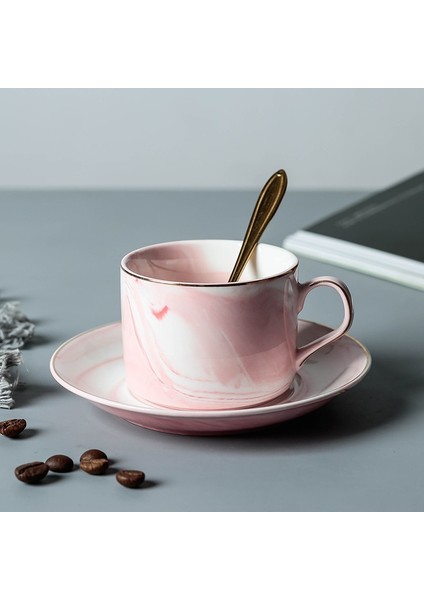 Pembe Minimalist Kahve Fincanı Modern Öğleden Sonra Çay Nordic Benzersiz Kahve Fincanı Seramik Kullanımlık Mutfak Ürün | Kahve Kupası ve tabak Setleri (Yurt Dışından)