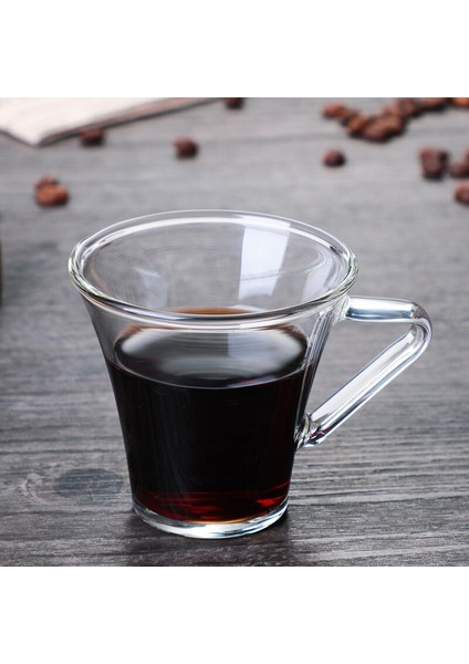 Şeffaf Cam Kahve Fincanı Daire Setleri Ev Italyan Espresso Basit Taşıma Kolu Isıya Dayanıklı Süt Suyu Cam Çay Fincanı Kupa | Şeffaf (Yurt Dışından) fırsatları