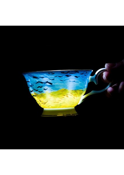 Ince Kemik Çini Kahve Seti Tabağı Van Gogh Boyama Çay Seti Seramik ve iş Kahve Fincanı ve Tabağı | Kahve Fincanı ve tabak Setleri (Yurt Dışından)