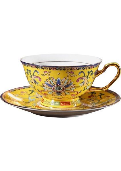 Emaye Renk Tarzı Kemik Çini Kahve Fincanı ve Tabağı Ingiliz Öğleden Sonra Çay Çiçek Çay Fincanı Seti Seramik Kahve Kupa Teaware | Kahve Fincanı ve tabak Setleri (Yurt Dışından)