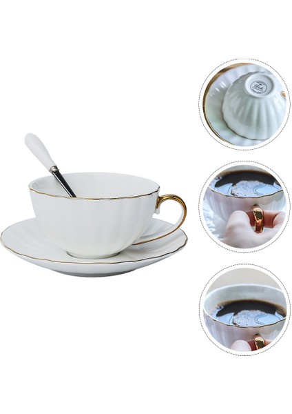 Ev Nefis Kahve Fincanı Çanak Kaşık Daire ile Seramik Kupası | Diğer Cam (Yurt Dışından) fırsatları