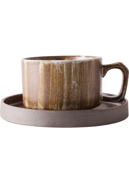 Retro Kahve Fincanı ve Tabağı Seti Yaratıcı Seramik El Yapımı Latte Bardaklar Süt Teacup Espresso Kupası Ev Partisi Drinkware | Kahve Kupası ve tabak Setleri (Yurt Dışından)