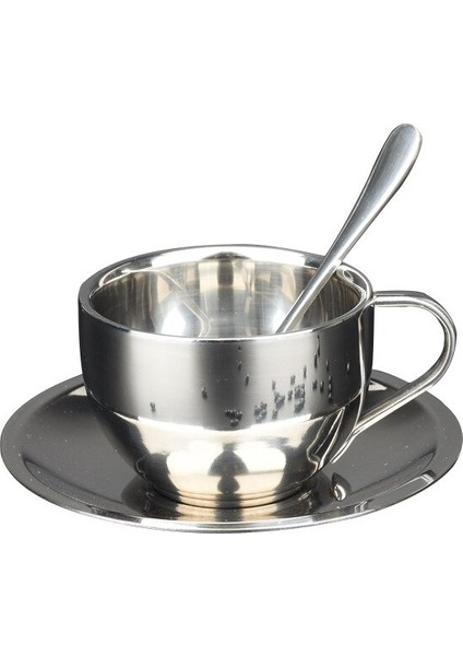 Yaratıcı Hediye Fincan Paslanmaz Çelik Kahve Fincanı Set Çift Süt Kupası Avrupa Kupası ile Daire Çay Bardak ve Daire Setleri | Kupalar (Yurt Dışından)