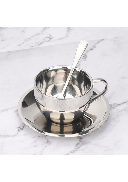 Yaratıcı Hediye Fincan Paslanmaz Çelik Kahve Fincanı Set Çift Süt Kupası Avrupa Kupası ile Daire Çay Bardak ve Daire Setleri | Kupalar (Yurt Dışından) fiyatları