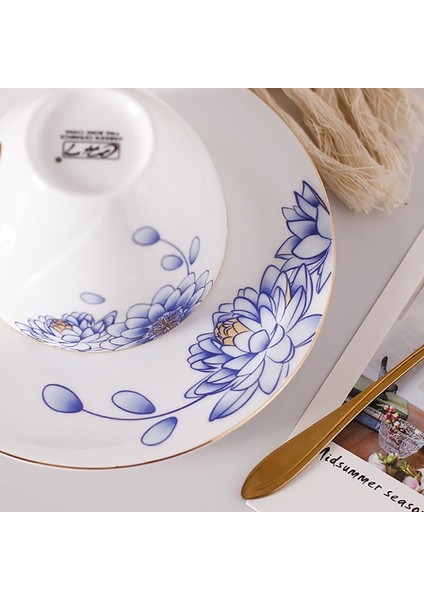 Vintage Mavi ve Beyaz Seramik Latte Kahve Fincanı Tasarım Çay Bardağı ve Daire Setleri Kupa Çay Bardağı Daireler | Kupa ve tabaklar (Yurt Dışından) fırsatları