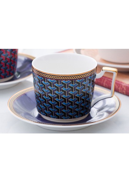 Avrupa Seramik Kahve Kupaları Vintage Latte Kahve Fincanı ve Tabağı Set Süt Çay Tatlı Öğleden Sonra Çay Mark Kupası | Kahve Kupası ve tabak Setleri (Yurt Dışından)