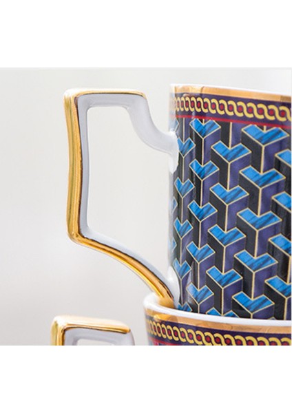 Avrupa Seramik Kahve Kupaları Vintage Latte Kahve Fincanı ve Tabağı Set Süt Çay Tatlı Öğleden Sonra Çay Mark Kupası | Kahve Kupası ve tabak Setleri (Yurt Dışından)