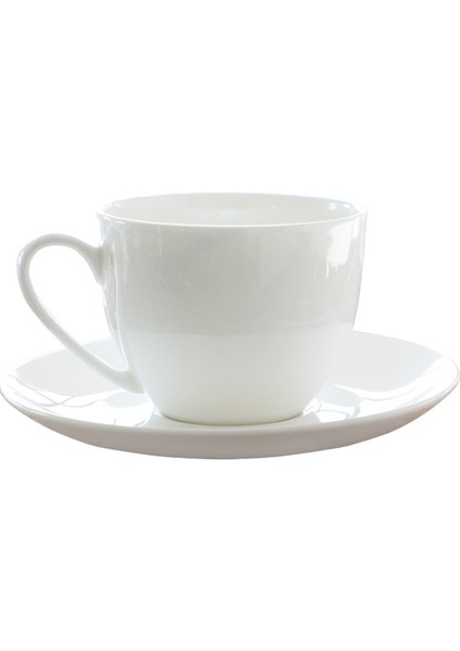 Saf Beyaz El Yapımı Seramik Kahve Fincanı Çanak Seti Latte Cappuccino Çiçek Profesyonel Kupa Basit Kahve Kupası | Teacup tabak Setleri (Yurt Dışından)
