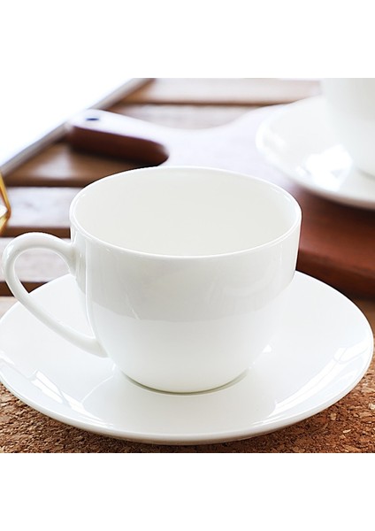 Saf Beyaz El Yapımı Seramik Kahve Fincanı Çanak Seti Latte Cappuccino Çiçek Profesyonel Kupa Basit Kahve Kupası | Teacup tabak Setleri (Yurt Dışından)