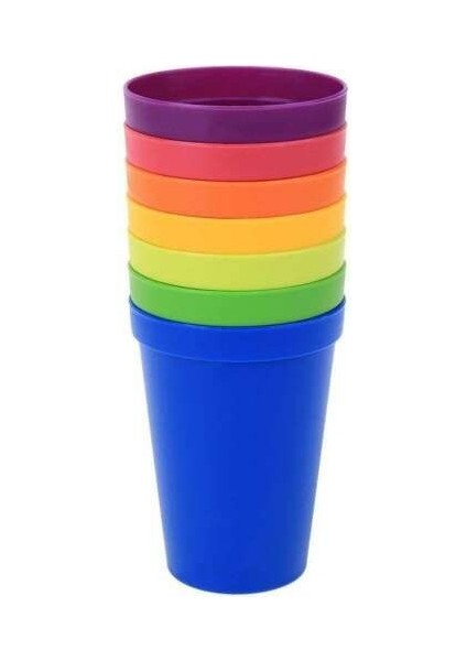 7pc Çocuklar Kupa Plastik Içecek Bardaklar Buzlu Kahve Suyu Sıvı Beher Kapaklı Parti Su Savaşı 7 Kullanımlık Seyahat Modern Set | Çay Fincanı (Yurt Dışından)