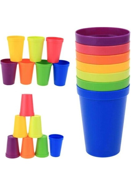 7pc Çocuklar Kupa Plastik Içecek Bardaklar Buzlu Kahve Suyu Sıvı Beher Kapaklı Parti Su Savaşı 7 Kullanımlık Seyahat Modern Set | Çay Fincanı (Yurt Dışından) fiyatları