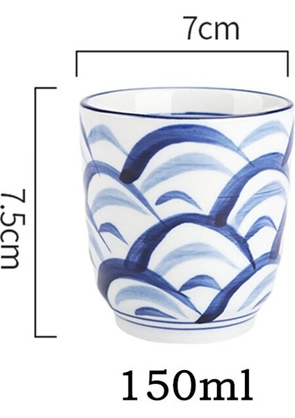 Japon Tarzı Elle Çizilmiş Sofra Seramik Çay Fincanı Plakalı Ev Restoranı ile Camlı Porselen Kahve Su Bardağı Tepsisi | Teacup tabak Setleri (Yurt Dışından)