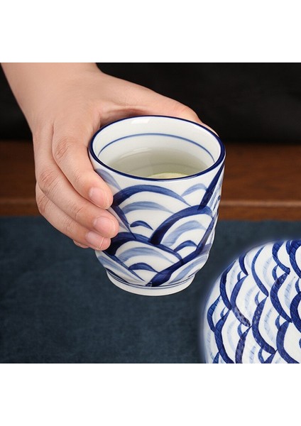 Japon Tarzı Elle Çizilmiş Sofra Seramik Çay Fincanı Plakalı Ev Restoranı ile Camlı Porselen Kahve Su Bardağı Tepsisi | Teacup tabak Setleri (Yurt Dışından) fiyatları