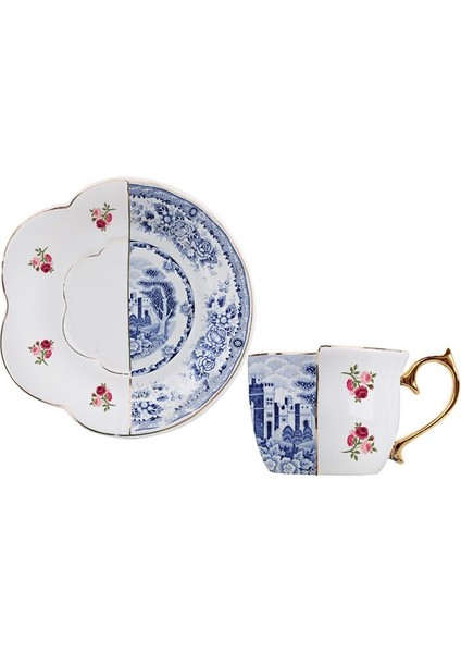 Yaratıcı Lüks Kahve Fincanı ve Tabağı Altın Kolu ile Set Seramik Cappuccino Öğleden Sonra Çay Bardağı Çay Hediye Kutusu ile Set | Kupalar (Yurt Dışından)