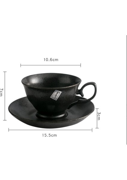 El Yapımı Japon Retro Seramik Çay Bardağı ve Tabağı Seti Stoneware Kahve Kupa Latte Kupası Kahvaltı Kupası Cafe Canecas Drinkware | Kahve Kupası ve tabak Setleri (Yurt Dışından)