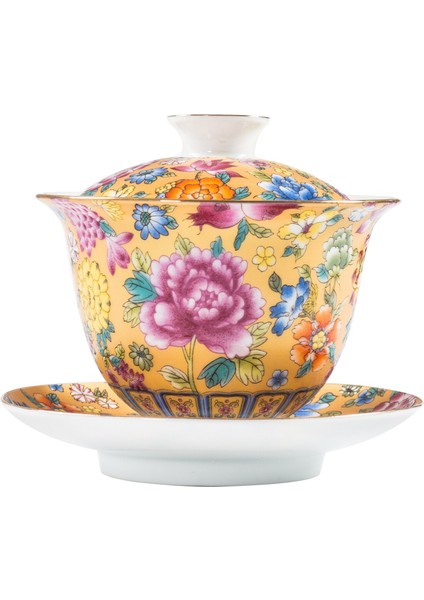 Seramik Emaye Kung Fu Çay Kupası ve Tabağı Set Çok Renkli Emaye Çay Kupası Seti 160ML Seramik Kupası Tüm Satış Sıcak Yeni | Teacup tabak Setleri (Yurt Dışından)